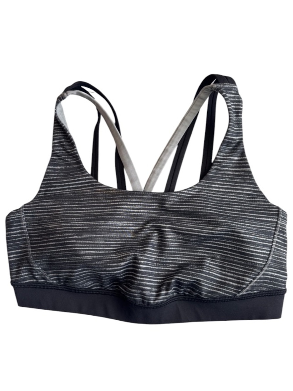 Lululemon Energy Exhale Sports Bra Black Gray Stripes Size 8